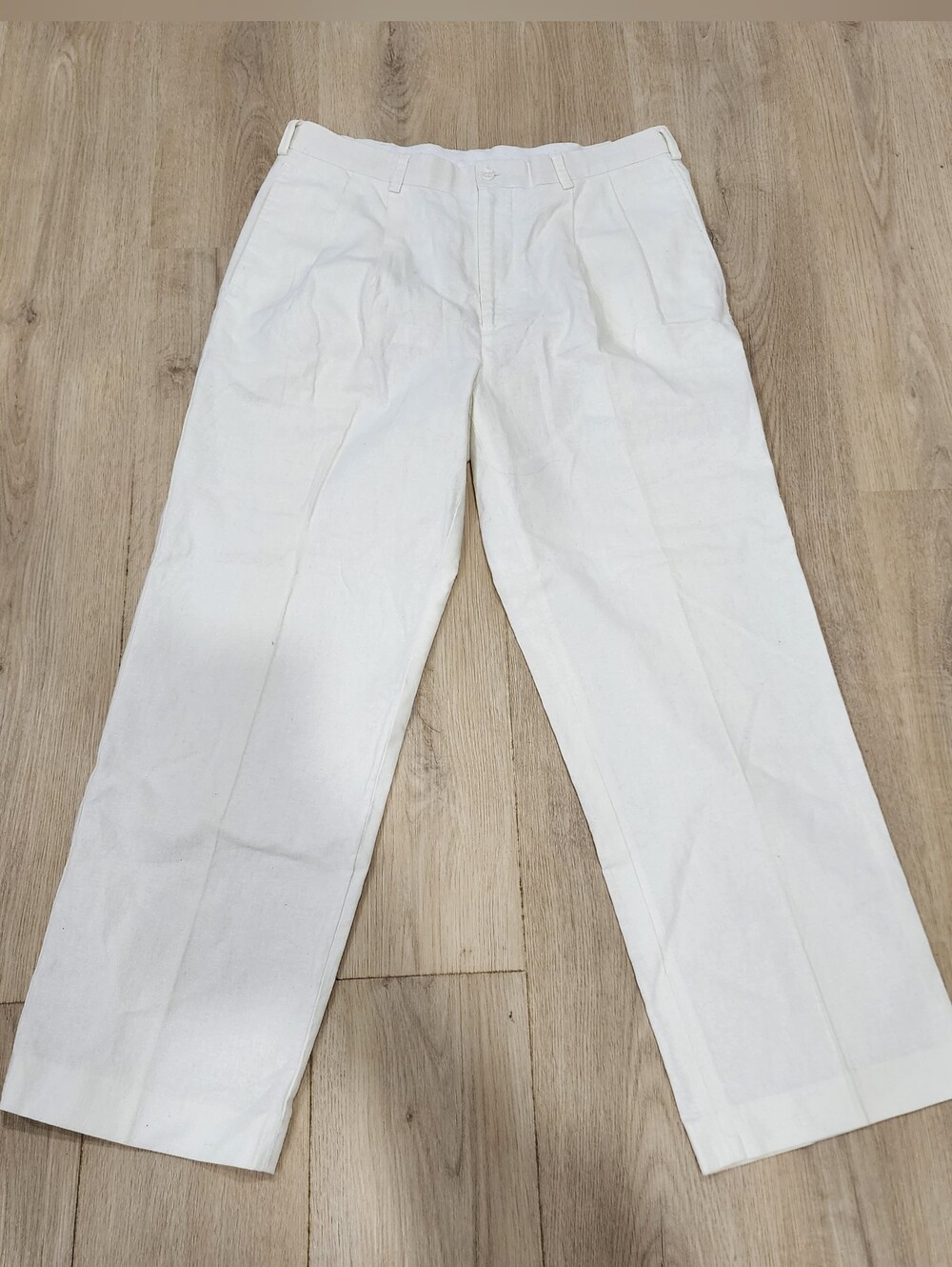 Van Heusen Linen Cotton Blend Pants Mens 34x29 Lightweight Cream Travel